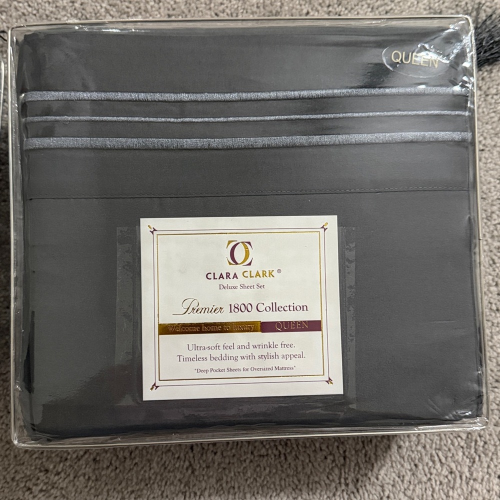 Clara Clark Premier 1800 Collection Dark Gray Sheet Set